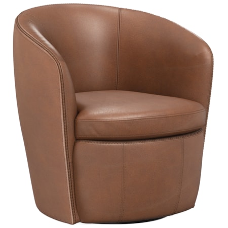 Leather Swivel Barrel Chair (Set of 2)