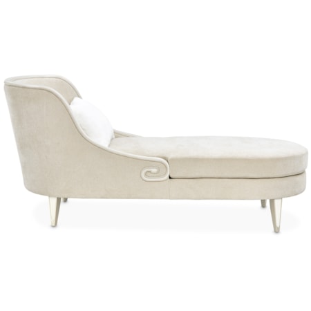 Greek-Key Arm Chaise w/Kidney Pillow