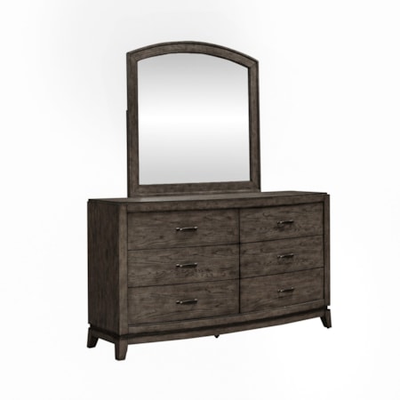 6-Drawer Dresser and Arched Mirror