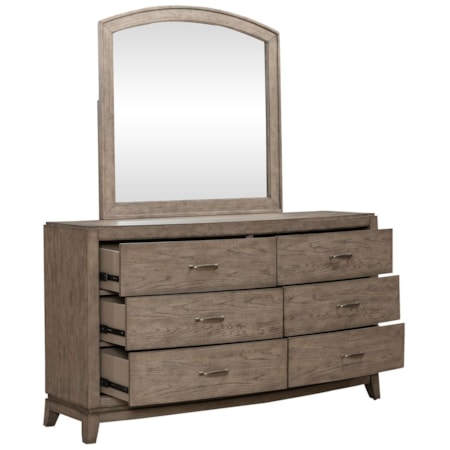 6-Drawer Dresser and Arched Mirror