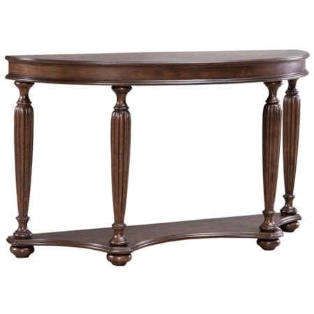 Demilune Sofa Table with Reeded Turned Legs