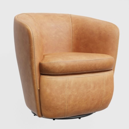 Leather Swivel Barrel Chair (Set of 2)
