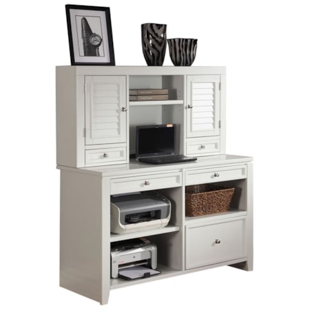 L-Shaped Desk with File Credenza and Hutch