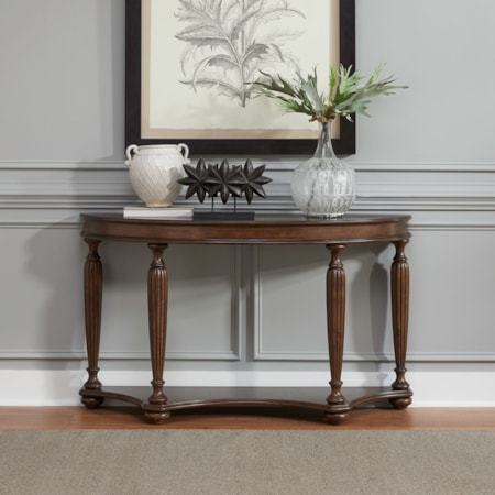Demilune Sofa Table with Reeded Turned Legs