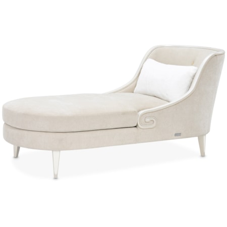 Greek-Key Arm Chaise w/Kidney Pillow