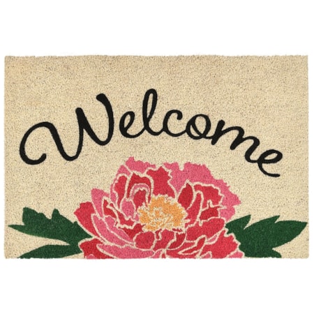 Doormat Peony Welcome Pink Multi/Sand 24x36