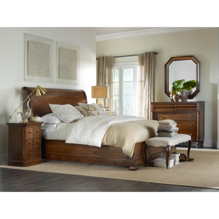 Queen Sleigh Bed with Platform Footboard