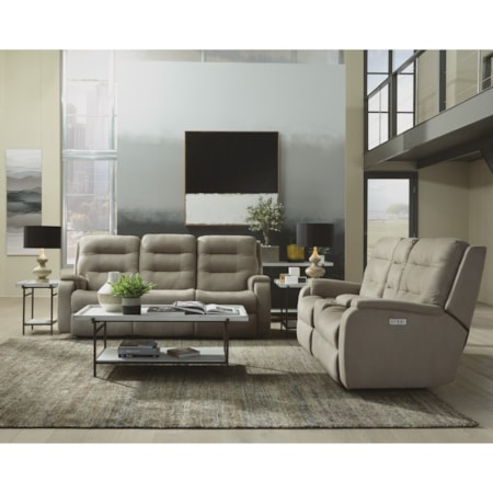 Power Headrest and Lumbar Console Loveseat