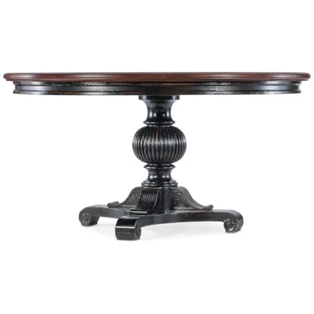 Traditional Round Pedestal Dining Table with 20" Leaf