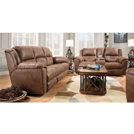 Double Recl. Console Sofa w/ Power Headrest