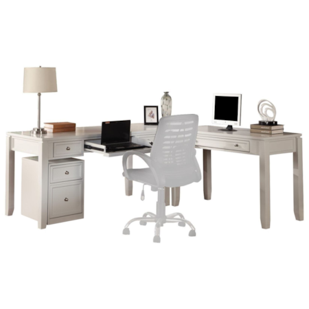 L-Shaped Desk with File Cabinet